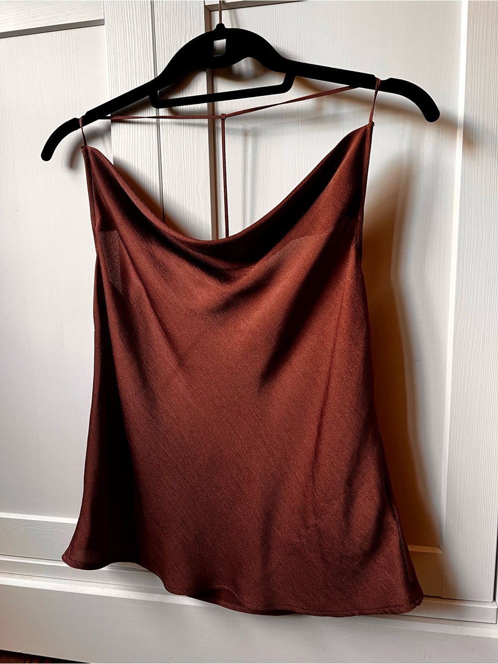 Express Rust Satin Cowl-Neck Camisole